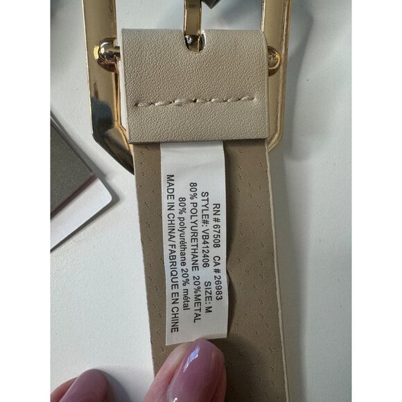 2- Vince Camuto Nordstrom Size Medium Belts Cream Brown NWT - Picture 7 of 8